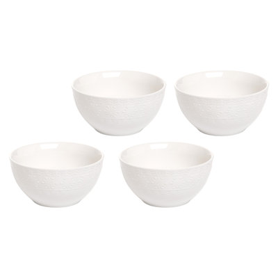 Bol décoratif en porcelaine 4 pièces en blanc
