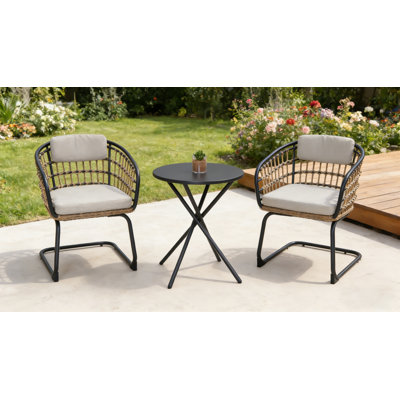 3-Piece Outdoor Wicker Bistro Set