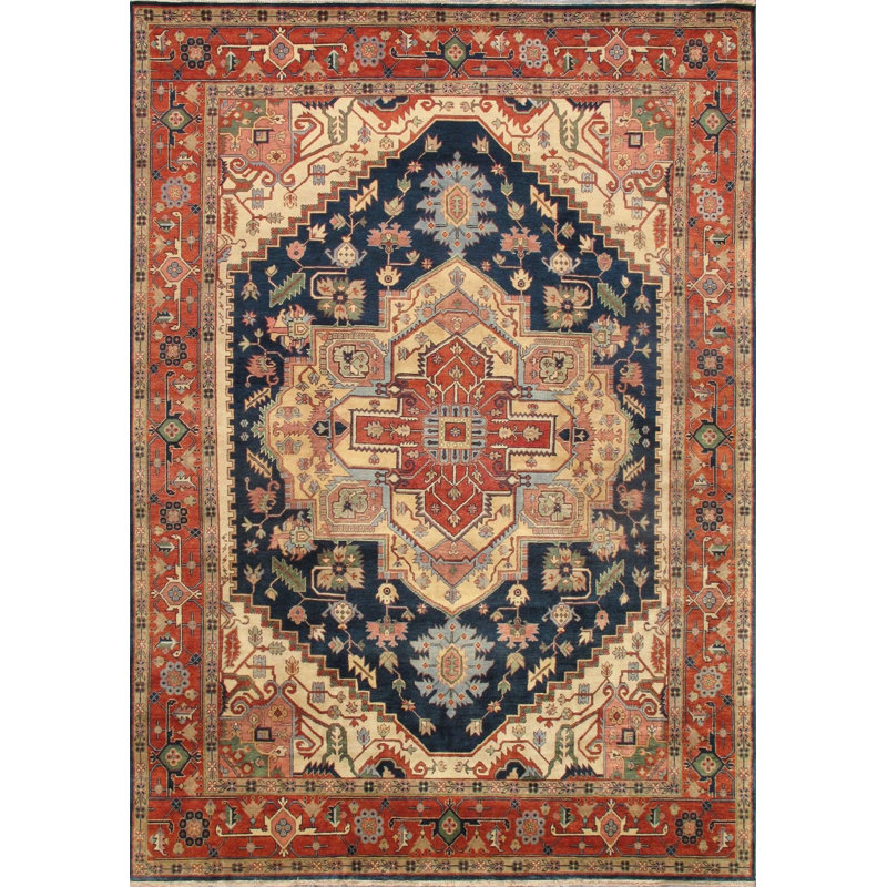 Oriental Area Rug in Navy, Rectangle 8' x 9'11"