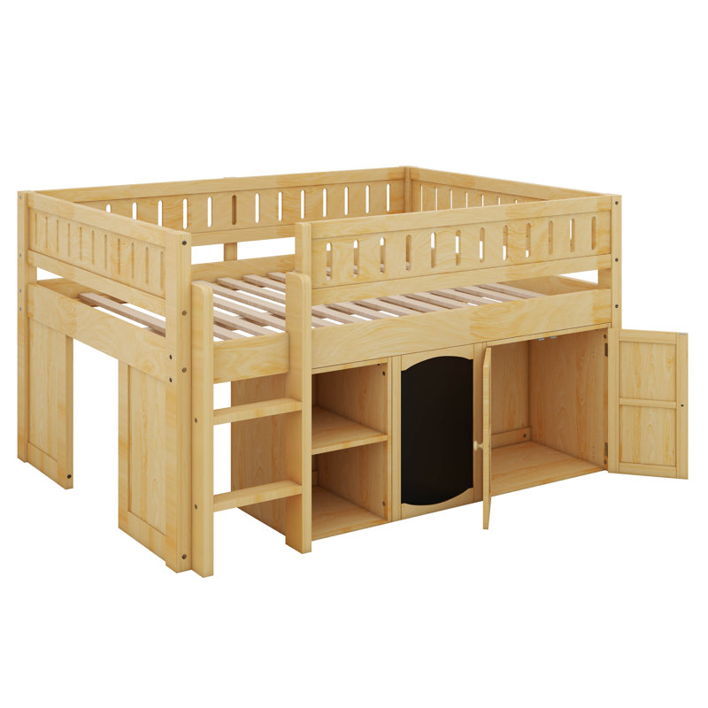 Full Loft Bed , Trundle Bed Included, Natural