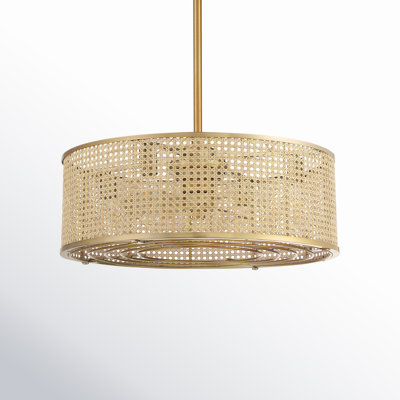 Hampson 25" 4 - Light Fandelier in Brass with Remote Control