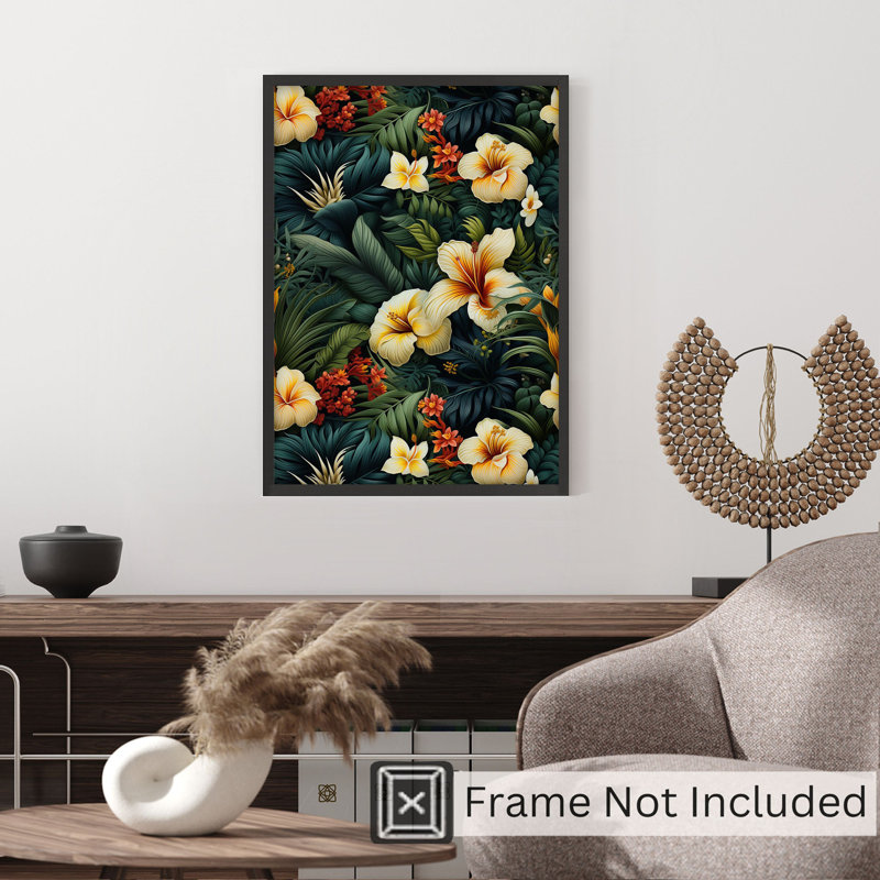 Impression florale hawaïen, H 30 po x l 20 po