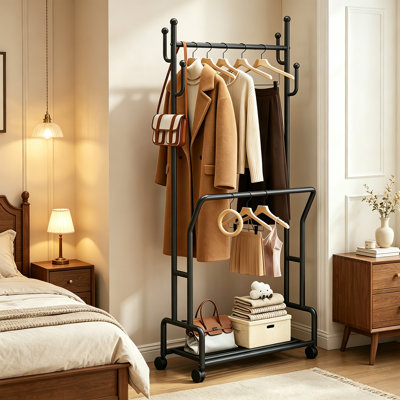 Rolling Entryway Coat Rack Organizer