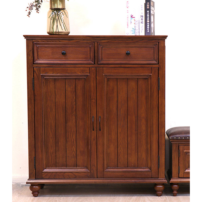Rangement à chaussures rétro en bois massif grande capacité, H 45,28 po x l 39,37 po x P 14,96 po
