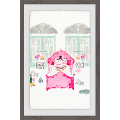 " Comfy Pink Bed " Watercolor Print