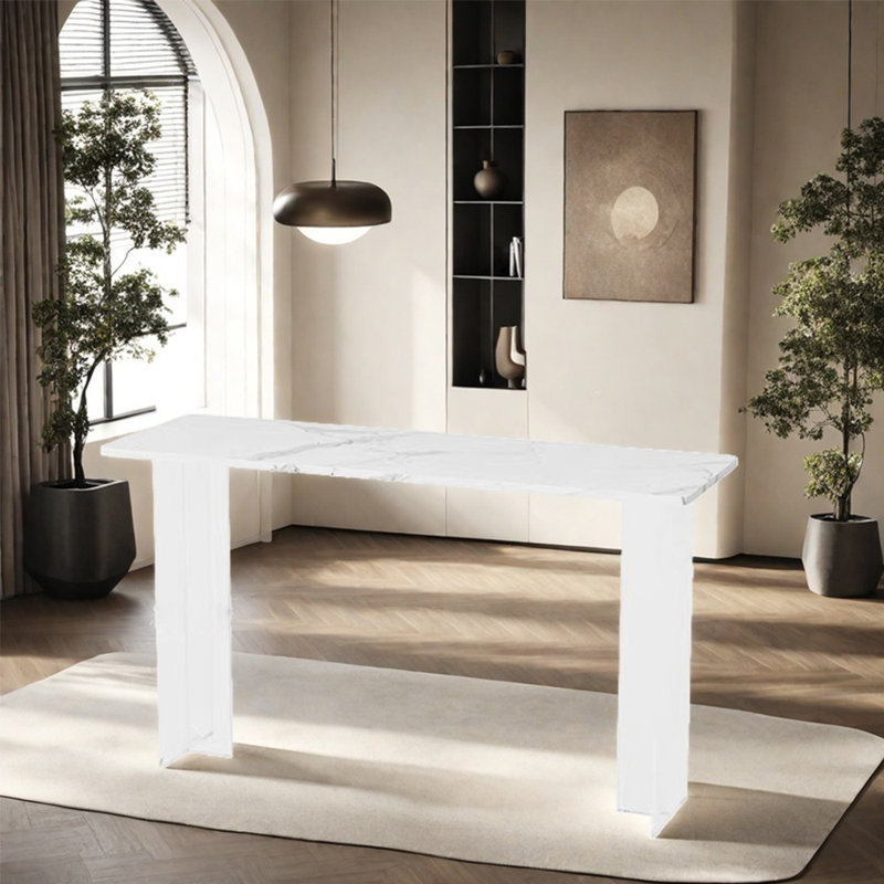 Simple cream style bar table, 41.3"H x 86.6"L x 15.7"W