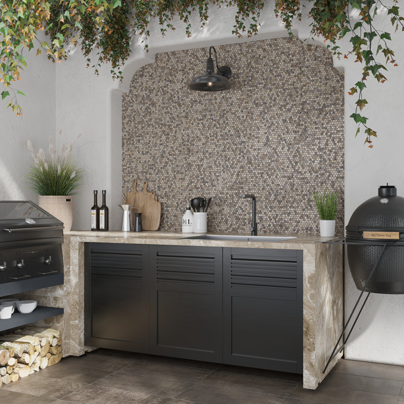 0.8 in. x 0.8 in. Glossy Tile, Beige