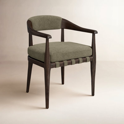 Clendon Genuine Leather Oak Dining Armchair