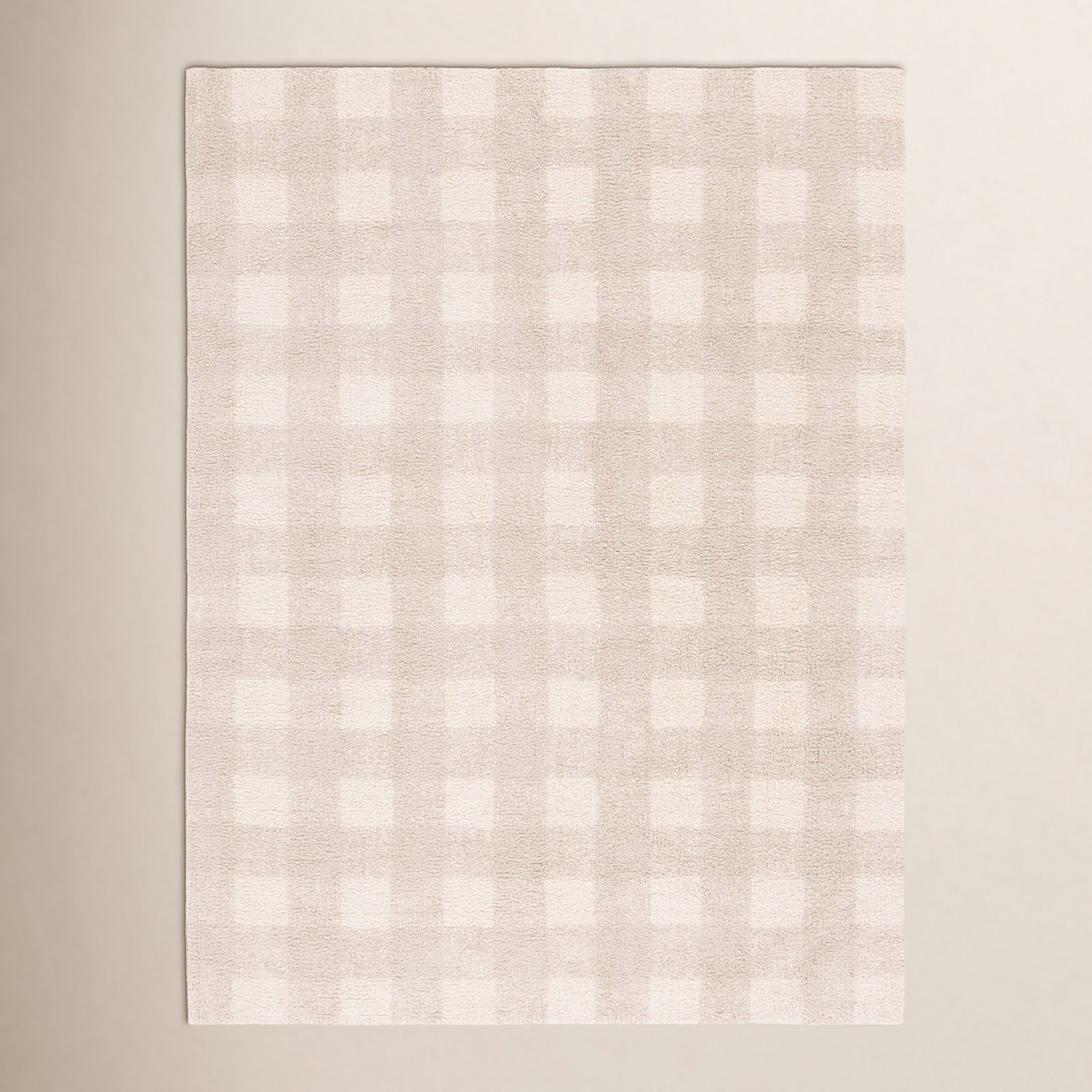 Barclay Beige Washable Hand-Woven Plaid Rug, Rectangle 6' x 9'