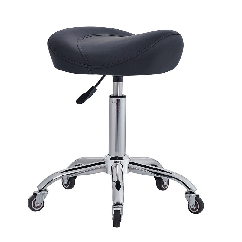 Swivel Upholstered Bar Stool with Iron Frame, Black