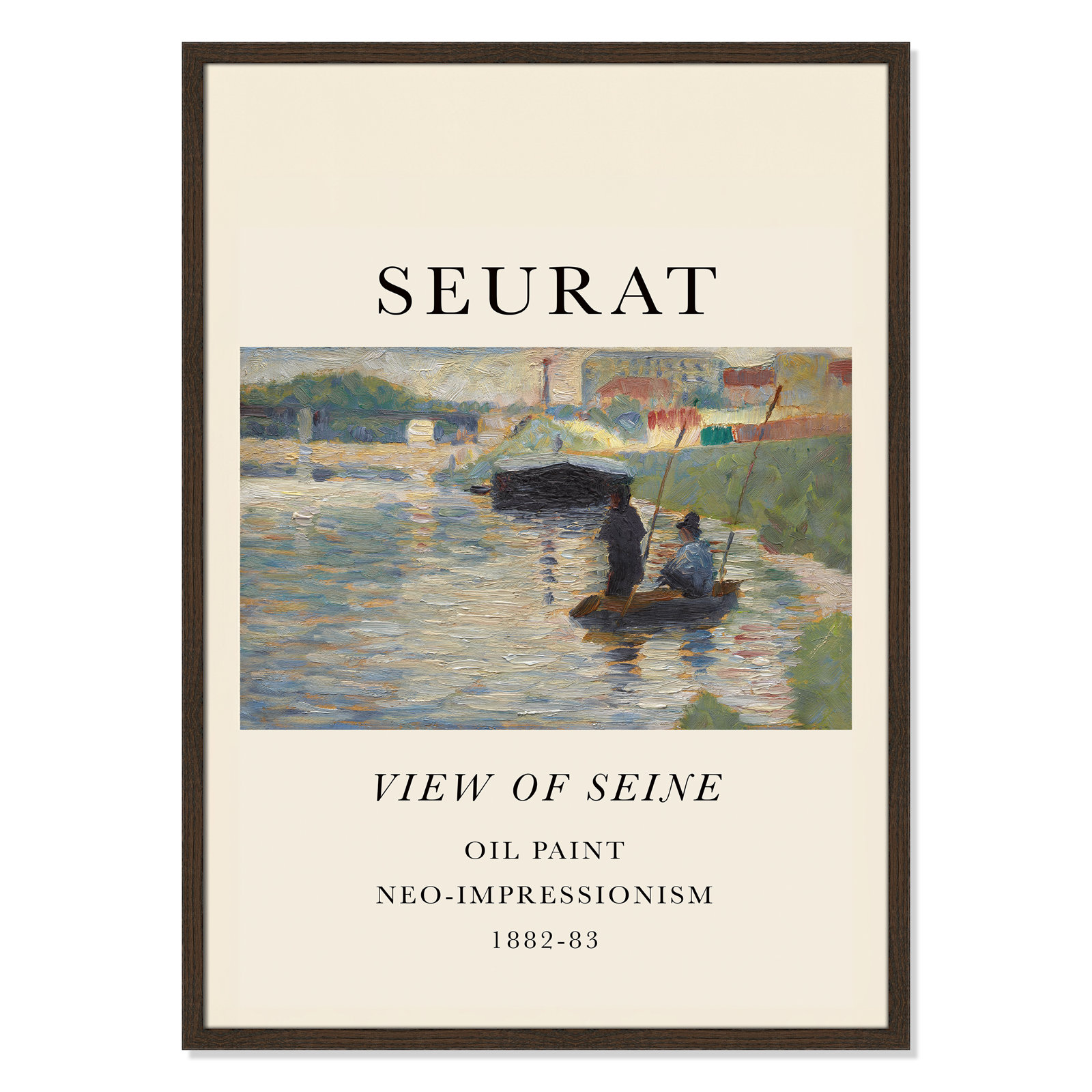 View Of Seine by Georges Seurat, No, Walnut Single Picture Frame, 35.5" H x 25.5" W x 0.75" D