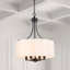 Suspension moderne Jeilyn à 4 lumières, intensité variable, avec revêtement en tissu noir pour salle à manger