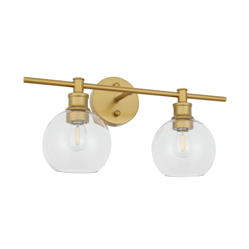 Éclairage pour meuble-lavabo en verre Drinkard, Laiton, Transparent, Quatre lumières