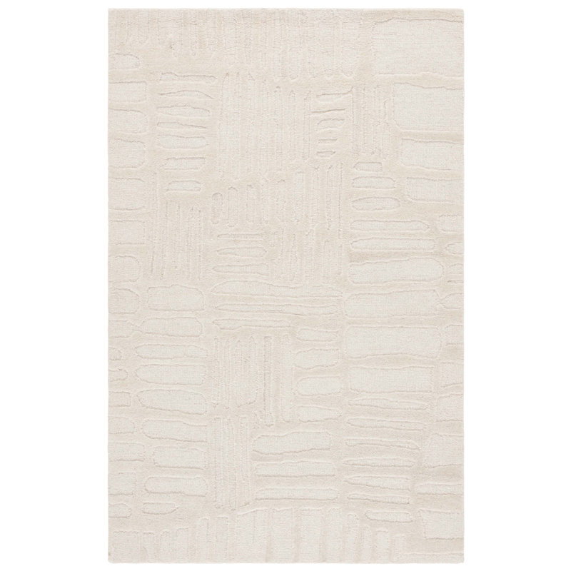 Ebern Designs Abstract Hand-Tufted Wool and Cotton Area Rug, Rectangle 4' x 6'