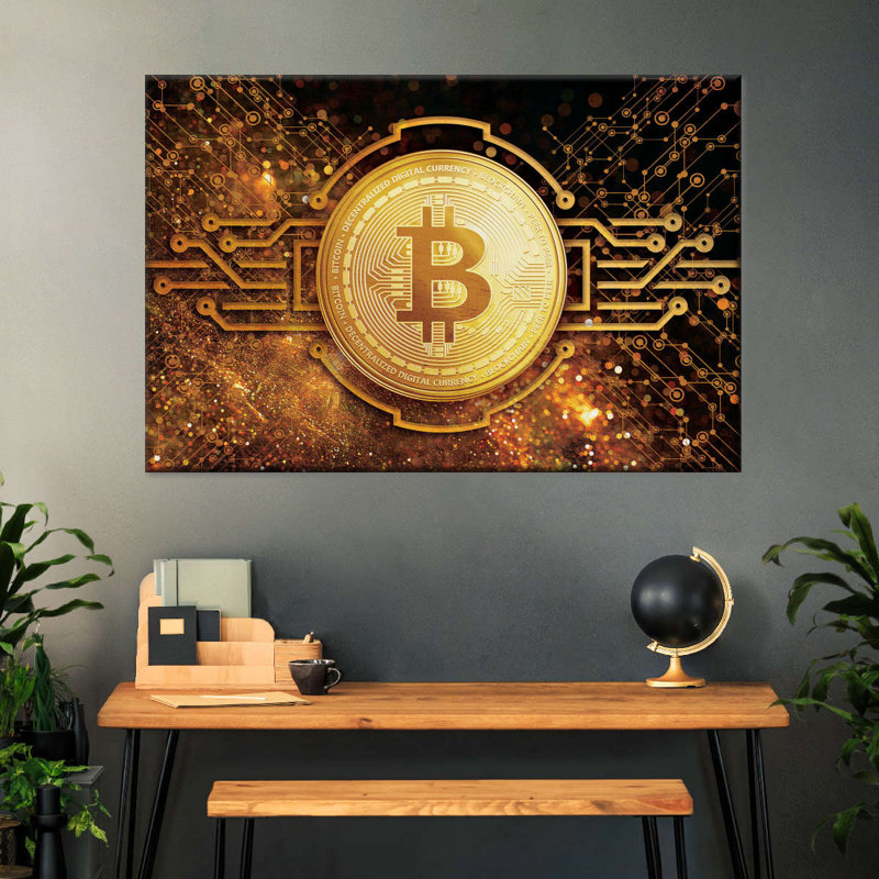 " Bitcoin Logo XV " by HustleBroIllustrations, 32" H x 48" W x 1.25" D