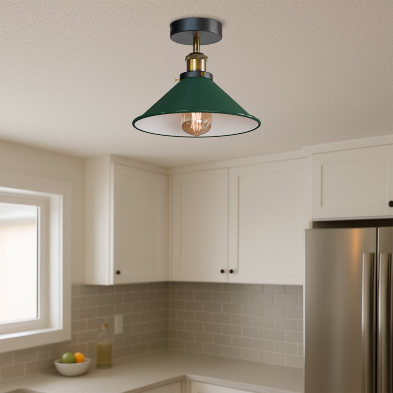 Semi Flush Mount, Green, Black