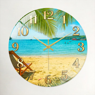 «Beach Scene», horloge murale en verre