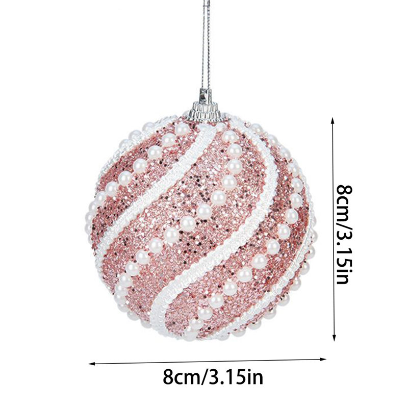 Ensemble de 12 boules de Noël de 3,15 po, ornements d'arbre de Noël incassables, boules de perles suspendues, Rose