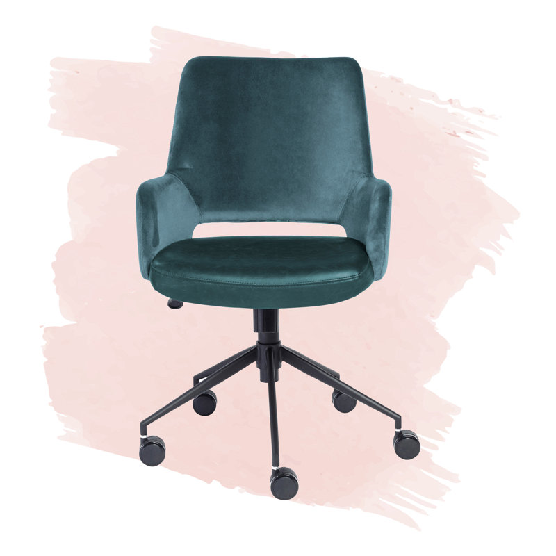 Ludovick Task Chair, Blue Faux Leather, Black