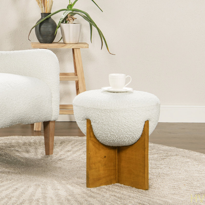 Repose-pieds rond avec base en bois Bali Boule 18,5 po
