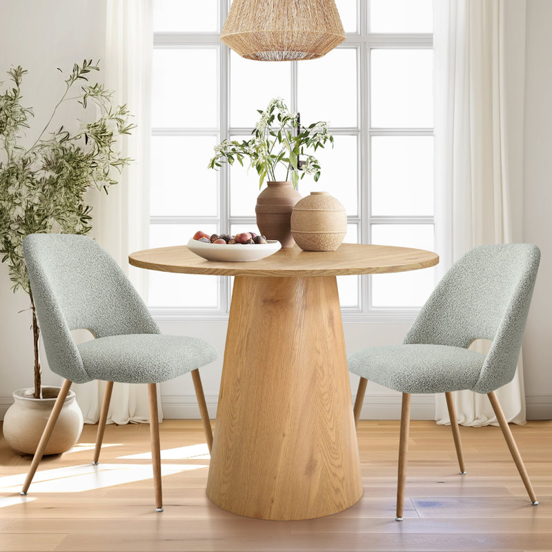 Caetano 2-Person Round Pedestal Dining Set, Gray