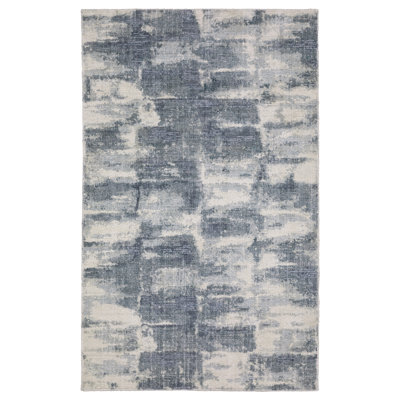 Michalski Textural Distressed Abstract Blue/ Ivory Hand-made Area Rug