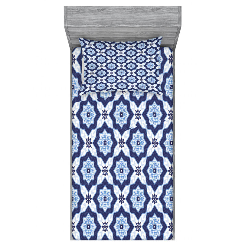 Microfiber Geometric Sheet Set, Twin Sheet Set + Fitted Sheet + 1 Pillowcase