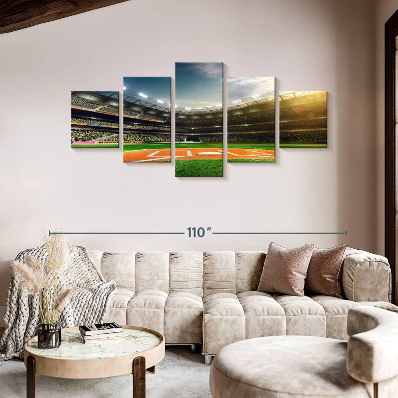 Sunlit Baseball Stadium, H 42 po x l 92 po