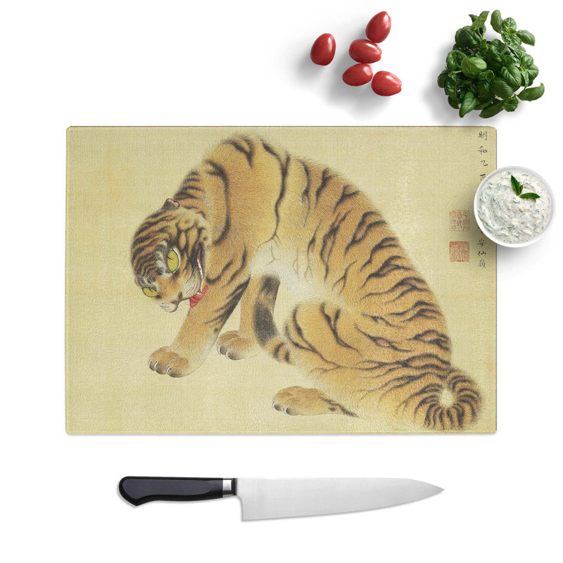 Glass Ferocious Tiger by Maruyama Okyo Chopping Board, 28.5 cm W x 20 cm L