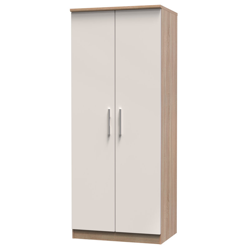 Borgeson 2 Door Wardrobe , Kashmir Gloss/Bardolino Oak, 182" H x 74" W x 53" D