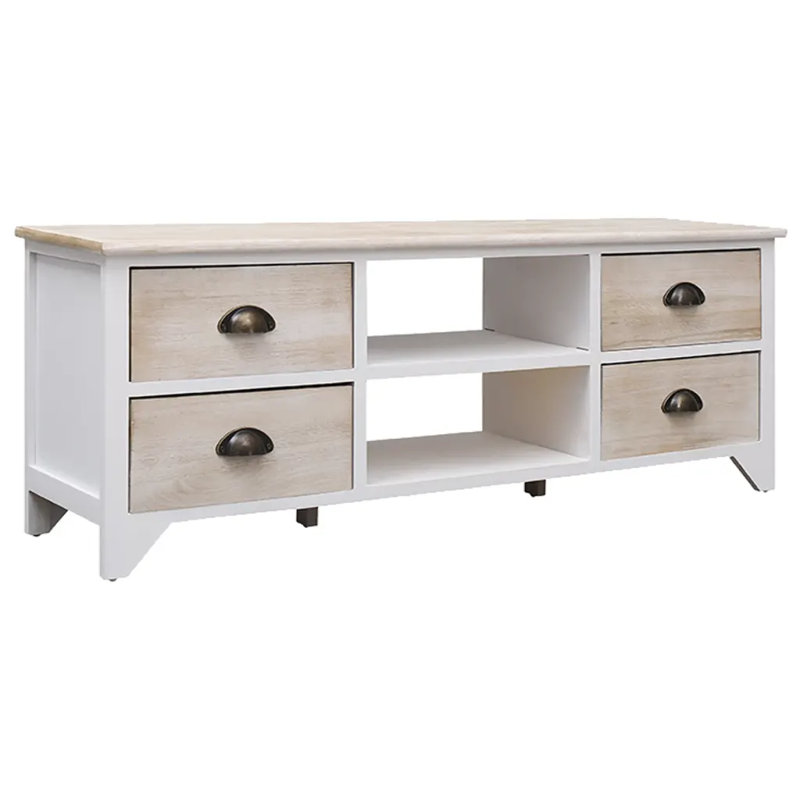 Dalaigh Unfinished TV Stand, White/Brown