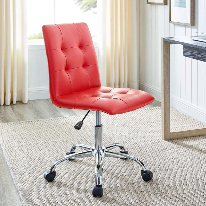 Modway Prim Armless Mid Back Office Chair, Red