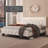 Diamond Button Design Bed Frame with Height-Adjustable Headboard, Charging Station, RGB LED Lights, Easy to Assemble-1819119434-1819119432
