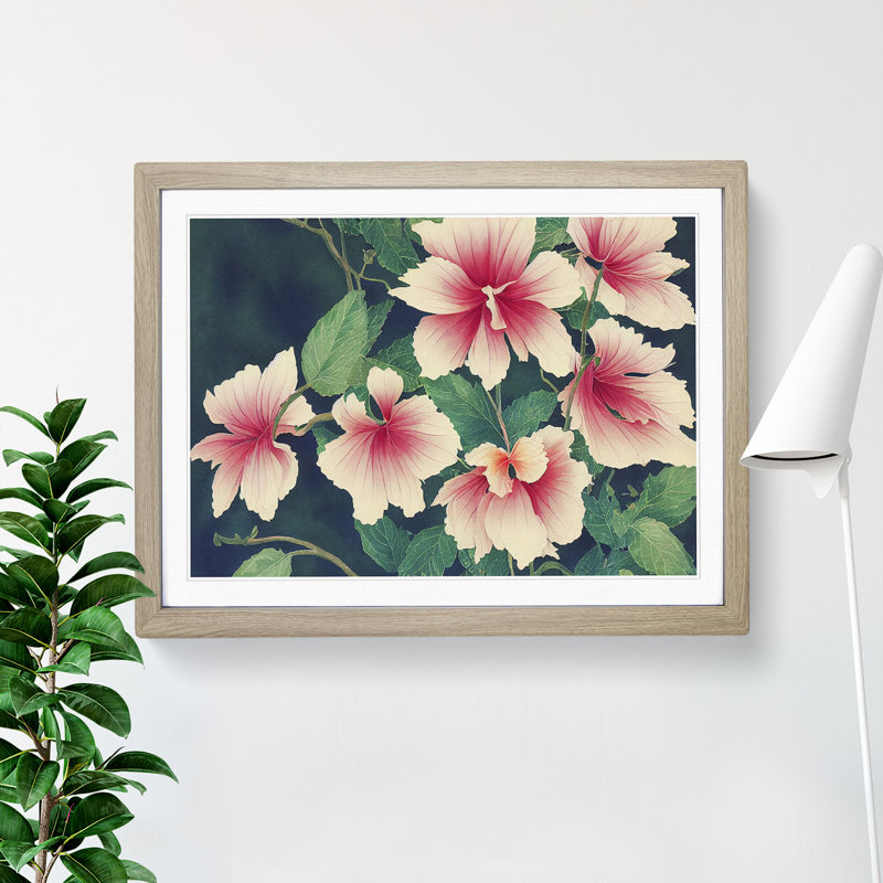 Delightful Watercolour Flowers - Single Picture Frame Painting, 25cm H x 34cm W x 2cm D, Oak