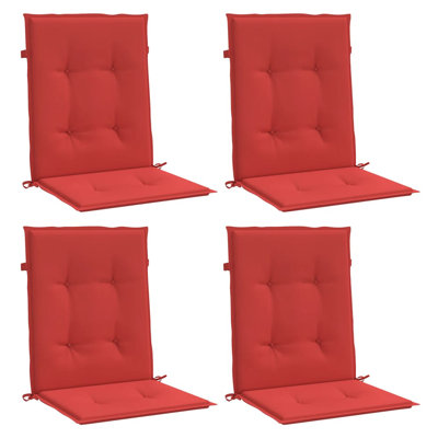 Lowback Chair Cushion Set of 4 Red Oxford Fabric 100 Percent Polyester Outdoor Seating Pads