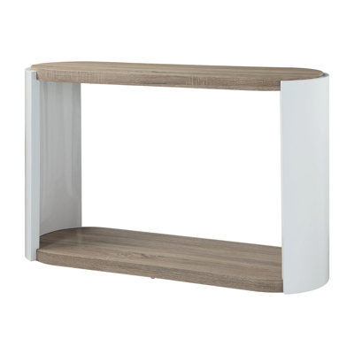 Chêne et table blanche brillante - Fabrication robuste élégante pour la finition lustrée du couloir et un espace de travail spacieux
