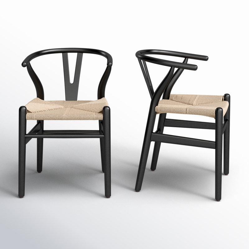 Margo Solid Wood Dining Chair, Black/Beige