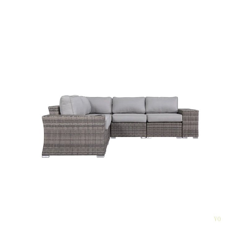Ensemble de canapé modulaire en rotin 7 pièces avec coussins - assemblé 7 pièces