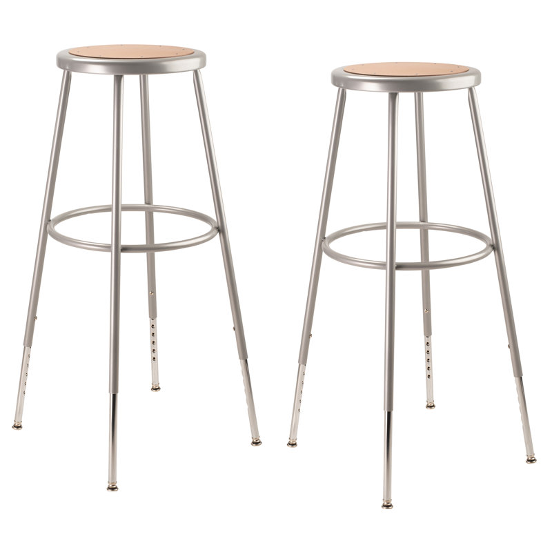Adjustable Height Ergonomic Lab Stool with Footring, Gray, 39"