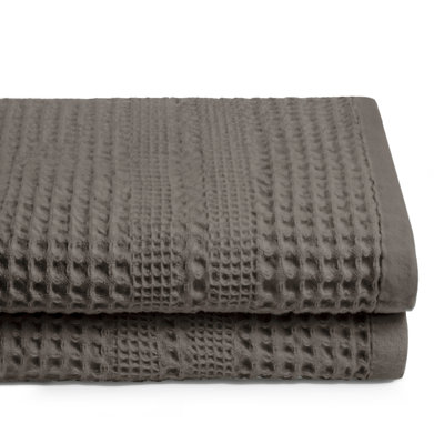 Waffle Bath Towel Set of 2 – Super Absorbent 100% Natural Cotton, Quick-Drying, Classic Style