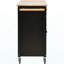 Chariot pour îlot de cuisine avec plateau en bois massif et roues verrouillables, largeur de 54,3 pouces, armoire à 4 portes et deux tiroirs, support à épices, porte-serviettes (noir)-671831060