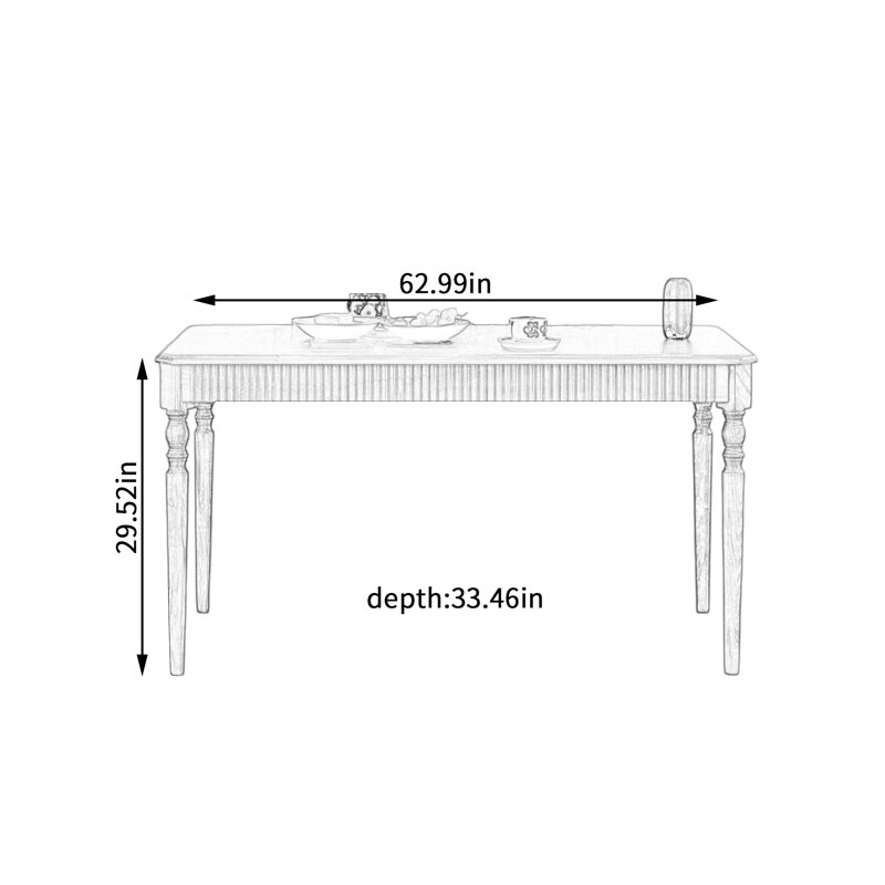 Table de salle à manger American, 29.52”H x 62.99”L x 33.46”W