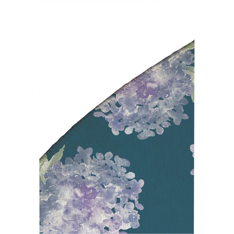 Tapis d'extérieur Hydrangea Love, Bleu sarcelle, Rond 5 pi