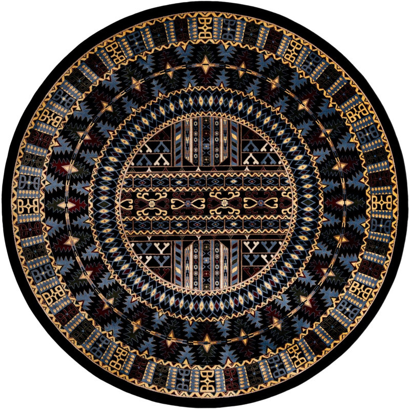 Tapis noir Aucun, Rond 10pi