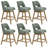 26" Seat Height Swivel Bar Stools Set of 6, Polyester Upholstered Seat on Solid Wood Frame-109712405-109712404-104346150