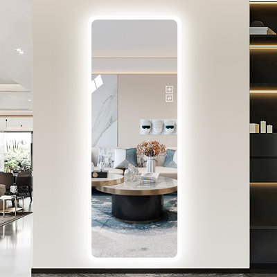 Miroir pleine grandeur à DEL pour salon - 65 po x 21,7 po - changement de couleur bicolore grand format pour habiller 65 po 21,7 po verre transparent moderne