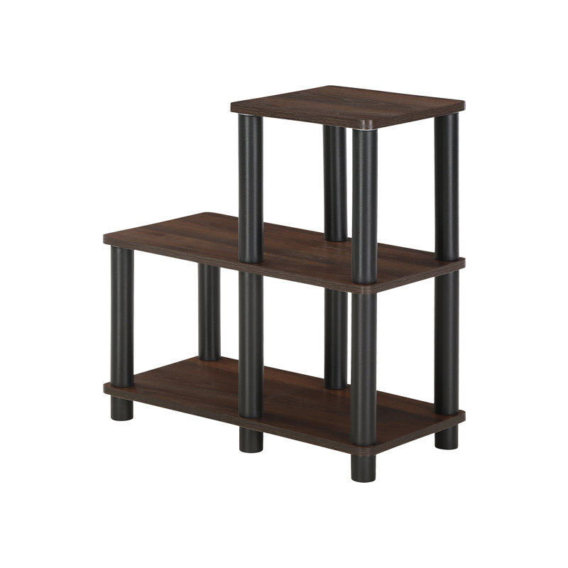 Amiee 51cm H x 48cm W Plastic Ladder Bookcase, Columbia Walnut/Black