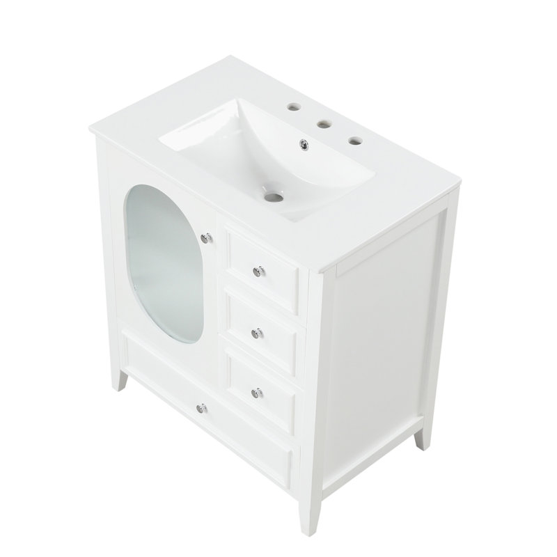 Meuble-lavabo sophistiqué avec des matériaux de qualité et un grand espace de rangement, Blanc
