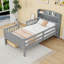 Lit plateforme simple en bois 2 tiroirs avec tablettes et DEL-1748156635