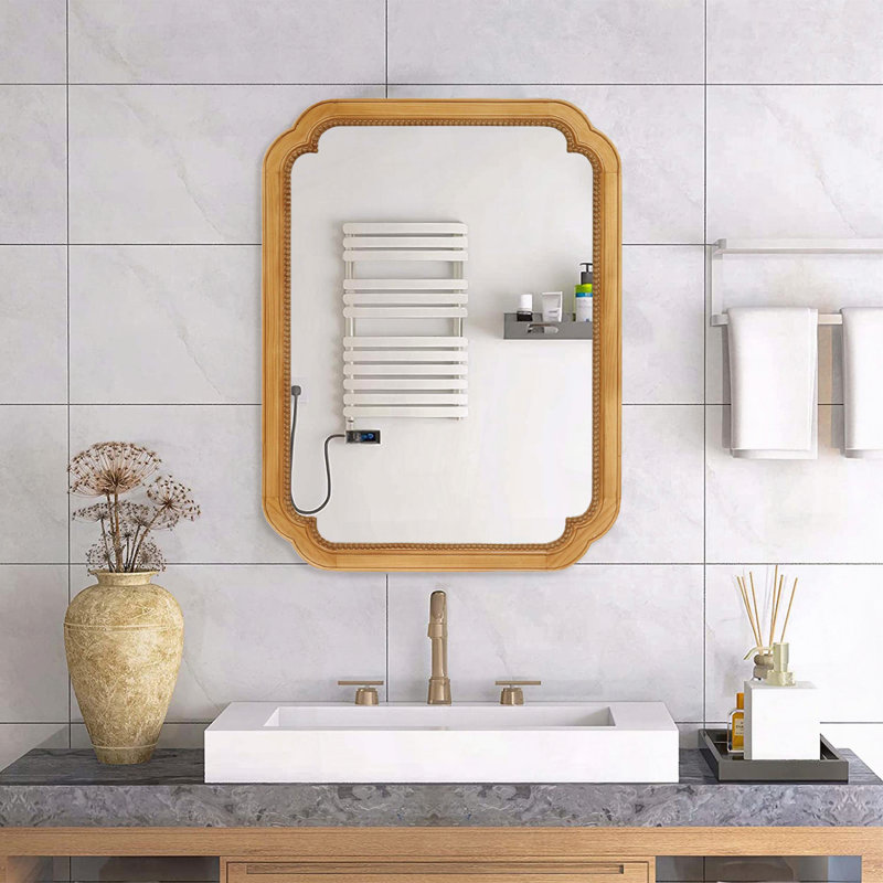 Armoire à miroir murale en bois avec tablettes de rangement - 31,5 po x 23,82 po